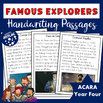 Preview of Famous Explorers - Handwriting Passages (Vic Modern Cursive)