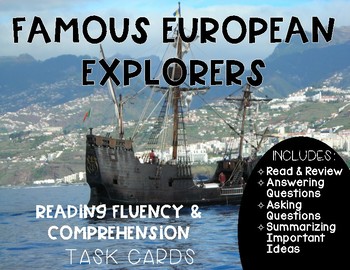 Preview of Famous European Explorers and the Age of Exploration Reading Fluency Task Cards