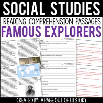 Preview of Famous Explorers Reading Comprehension Passages