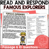 Famous Explorers Reading Passage Comprehension Questions -