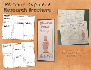 Preview of Famous Explorers Research Brochure - Informational Writing and Social Studies!