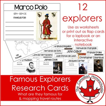 Preview of Famous Explorers - Research Cards