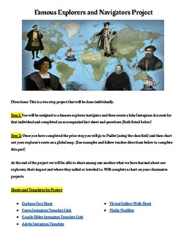 Preview of Famous Explorers and Navigators Project