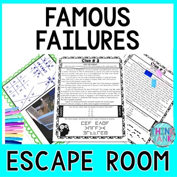 Preview of Famous Failures ESCAPE ROOM - Growth Mindset - Back to School Reading Passages