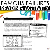 Famous Failures Growth Mindset Reading Comprehension Task 