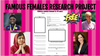 Preview of Famous Female Research Worksheet