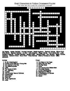 Famous Fictional Characters from Novels Crossword and Word Search Puzzles