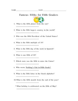 Preview of Famous Fifths for Fifth Graders