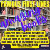Famous First Lines - A Back-to-School activity