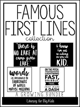Preview of Famous First Lines: Book Quote Posters (with black AND white backgrounds)