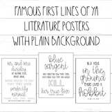 Famous First Lines of Young Adult YA Books / Classroom Pos