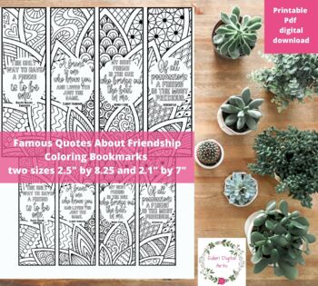 Preview of Friendship Quotes Coloring Bookmarks, DIY Friend Gift, Calming Zen Doodle Craft