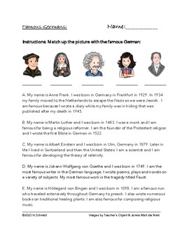 Preview of Famous Germans from History: 5 Short Biographies