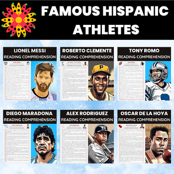 Preview of Famous Hispanic Athletes Reading Comprehension Bundle | Hispanic Heritage Heroes