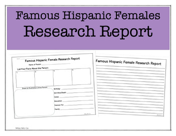 Preview of Famous Hispanic Females Research Report