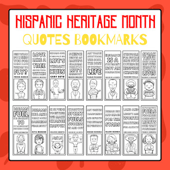 Preview of Famous Hispanic Figures Quotes - Printable Bookmarks | Hispanic Heritage Month