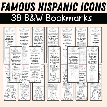 Preview of Famous Hispanic Icons Coloring Bookmarks - Hispanic Heritage Month Bookmarks