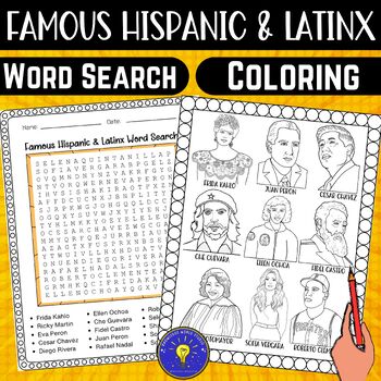 Preview of Famous Hispanic & Latinx Activities | Word Search - Coloring Pages