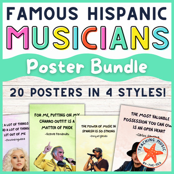 Preview of Famous Hispanic Musicians Quote Posters | Hispanic Heritage Month Posters Decor