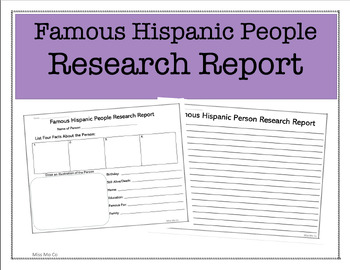 Preview of Famous Hispanic People Research Report