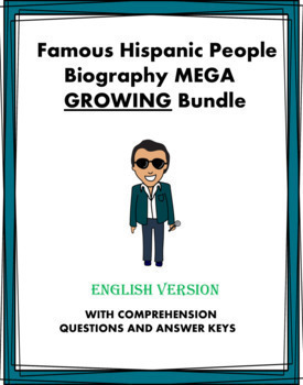 Preview of Hispanic People Biographies MEGA Bundle: 84+ Bios @55% off! (ENGLISH) GROWING