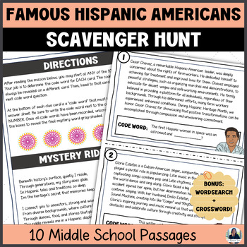 Preview of Famous Hispanics Reading Comprehension Activities for 6th, 7th & 8th Grades