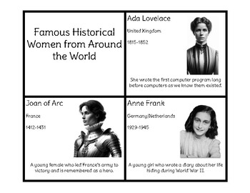 Preview of Famous Historical Global Women Cards