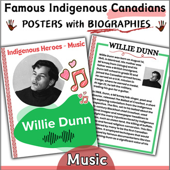 Preview of Famous Indigenous Canadians in Music: Posters & Biographies (Set of 4)