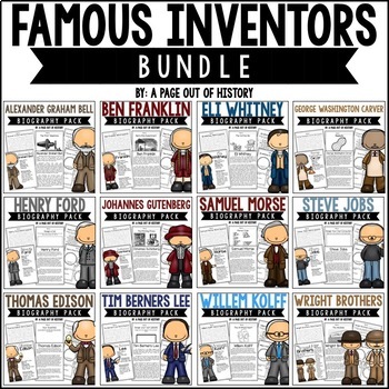 Preview of Famous Inventors Biography Unit Pack Bundle for Social Studies