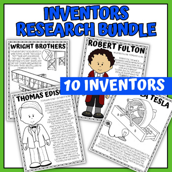 Preview of Famous Inventors Biography Research, Coloring Page, and Poster Bundle