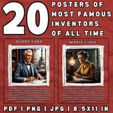 Famous Inventors Posters Set of 20, Inspirational Popular 