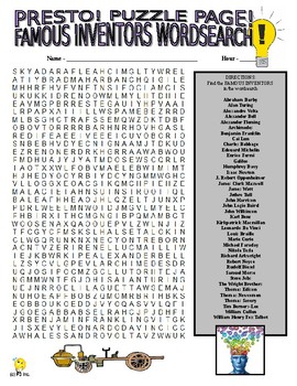 Preview of Famous Inventors Puzzle Page (Wordsearch and Criss-Cross / Science / STEM)