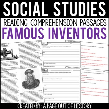Preview of Famous Inventors Reading Comprehension Passages