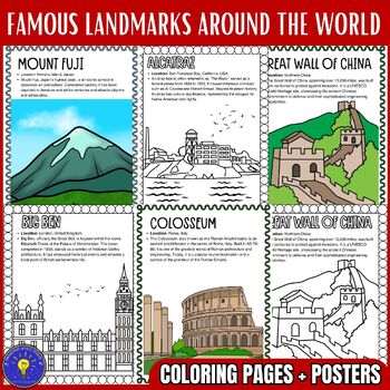 Preview of Famous Landmarks Around The World Activities | Coloring Pages and Posters