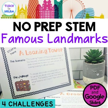 Preview of Famous Landmarks STEM Activities | 4 No Prep STEAM Challenges