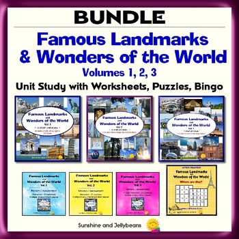 Preview of Famous Landmarks and Wonders of the World - Vol. 1-2-3 & Bingo! Geography BUNDLE