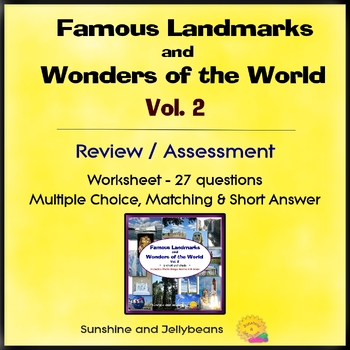 Preview of Famous Landmarks & Wonders of the World - Vol. 2 - Review/Assessment - Worksheet