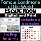 Famous Landmarks of the World Activity: Escape Room (Geogr