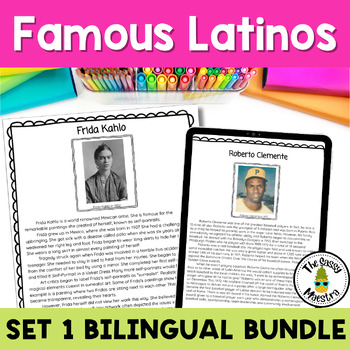 Preview of Famous Latinos Bilingual Reading Passages Bundle Set 1 Hispanic Heritage Month