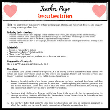 Famous Love Letters: A Unique Approach to Rhetorical Analysis and