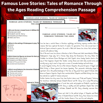 Preview of Famous Love Stories: Tales of Romance Through the Ages Reading Comprehension