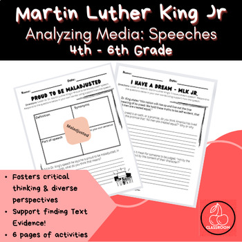 Preview of Famous MLK Jr. Speeches No Prep Writing/Reading Activity - Black History Month