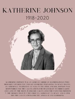 Preview of Famous Mathematician Poster - Katherine Johnson