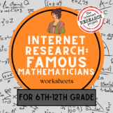 Famous Mathematicians : Internet Research Worksheets for M