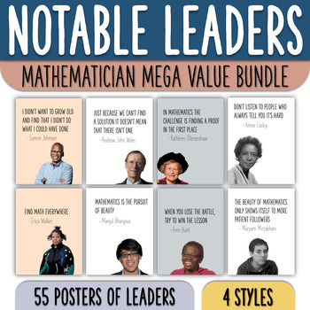 Preview of Famous Mathematicians Posters Value Bundle | Influential Diverse Math Decor
