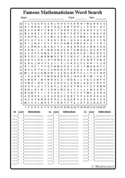 Preview of Famous Mathematicians Word Search