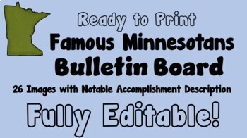 Preview of Famous Minnesotans EDITABLE Bulletin Board--Ready to Print