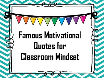 Preview of Famous Motivational Quotes for Classroom Mindset and QR codes