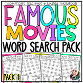 Famous Movies Word Search Pack  | Early Finishers Activiti