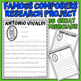 Famous Music Composers Research Project | Biography Worksheets